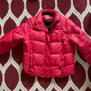 L.L.Bean: Red Down Feather Puffer Jacket/Coat